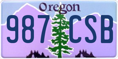 OR license plate 987CSB