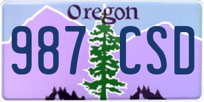 OR license plate 987CSD