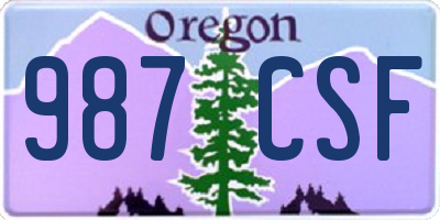 OR license plate 987CSF