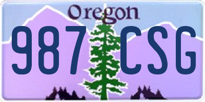 OR license plate 987CSG