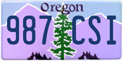 OR license plate 987CSI