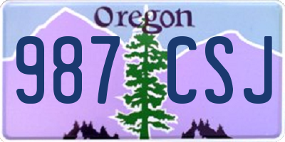 OR license plate 987CSJ