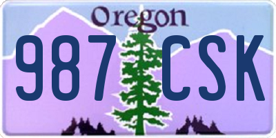 OR license plate 987CSK