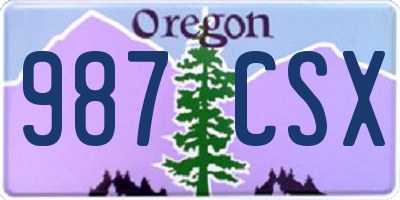 OR license plate 987CSX