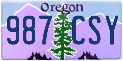 OR license plate 987CSY