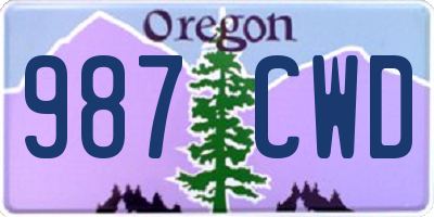 OR license plate 987CWD