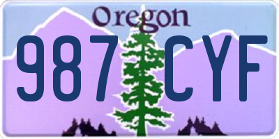 OR license plate 987CYF