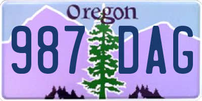 OR license plate 987DAG