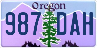 OR license plate 987DAH