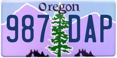 OR license plate 987DAP