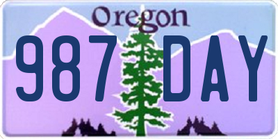 OR license plate 987DAY