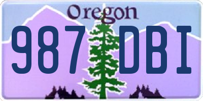 OR license plate 987DBI