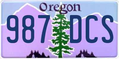 OR license plate 987DCS