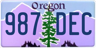 OR license plate 987DEC