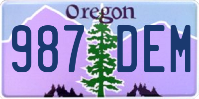 OR license plate 987DEM