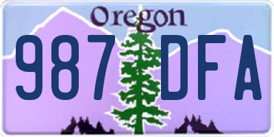 OR license plate 987DFA