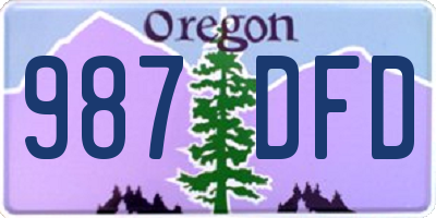 OR license plate 987DFD