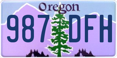 OR license plate 987DFH