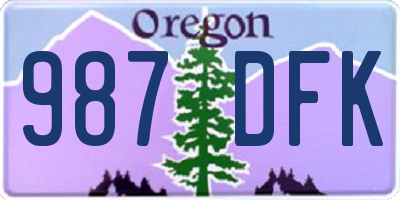 OR license plate 987DFK