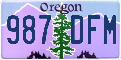OR license plate 987DFM