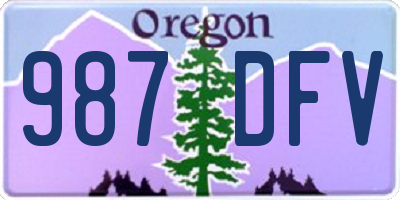 OR license plate 987DFV
