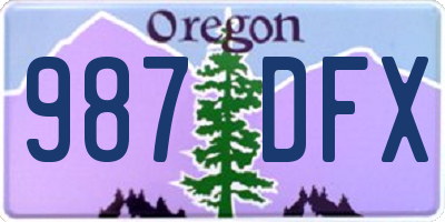 OR license plate 987DFX