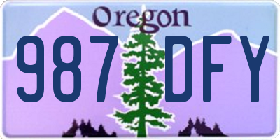 OR license plate 987DFY