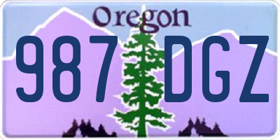 OR license plate 987DGZ