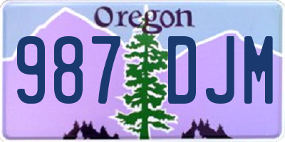 OR license plate 987DJM