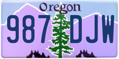 OR license plate 987DJW