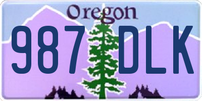 OR license plate 987DLK