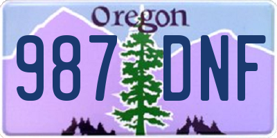 OR license plate 987DNF