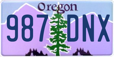 OR license plate 987DNX