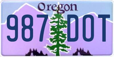 OR license plate 987DOT