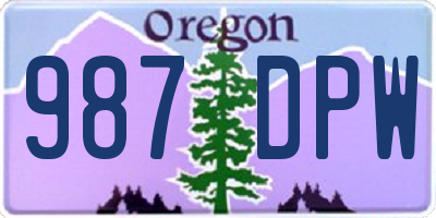 OR license plate 987DPW