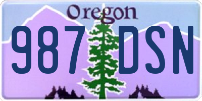 OR license plate 987DSN
