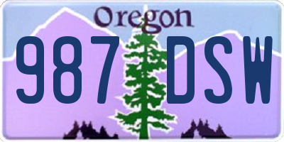 OR license plate 987DSW