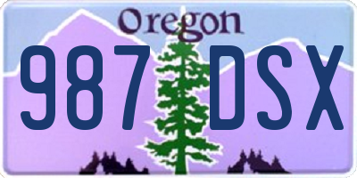 OR license plate 987DSX