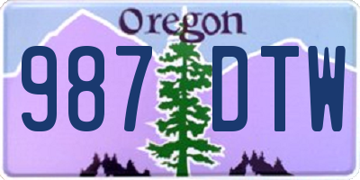 OR license plate 987DTW