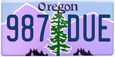 OR license plate 987DUE