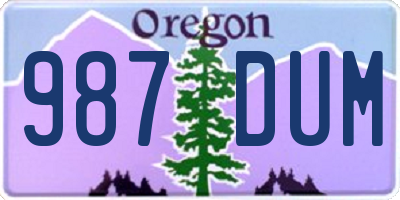 OR license plate 987DUM