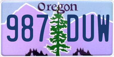 OR license plate 987DUW