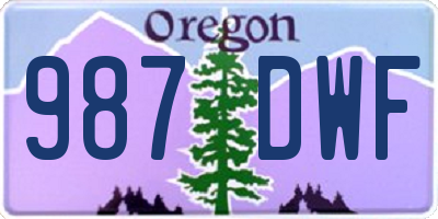 OR license plate 987DWF