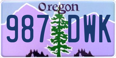 OR license plate 987DWK