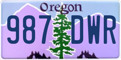 OR license plate 987DWR