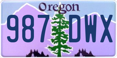 OR license plate 987DWX