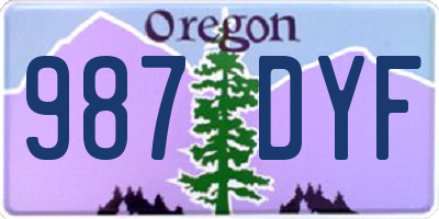 OR license plate 987DYF