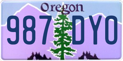 OR license plate 987DYO