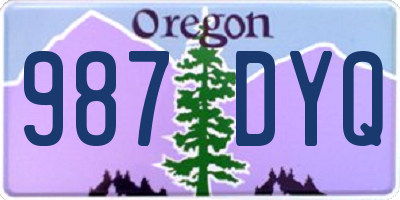 OR license plate 987DYQ