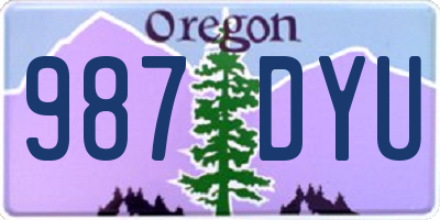 OR license plate 987DYU